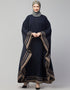 Muslim Free Size Kaftan With Contrast Banding In The Color  Navy Blue